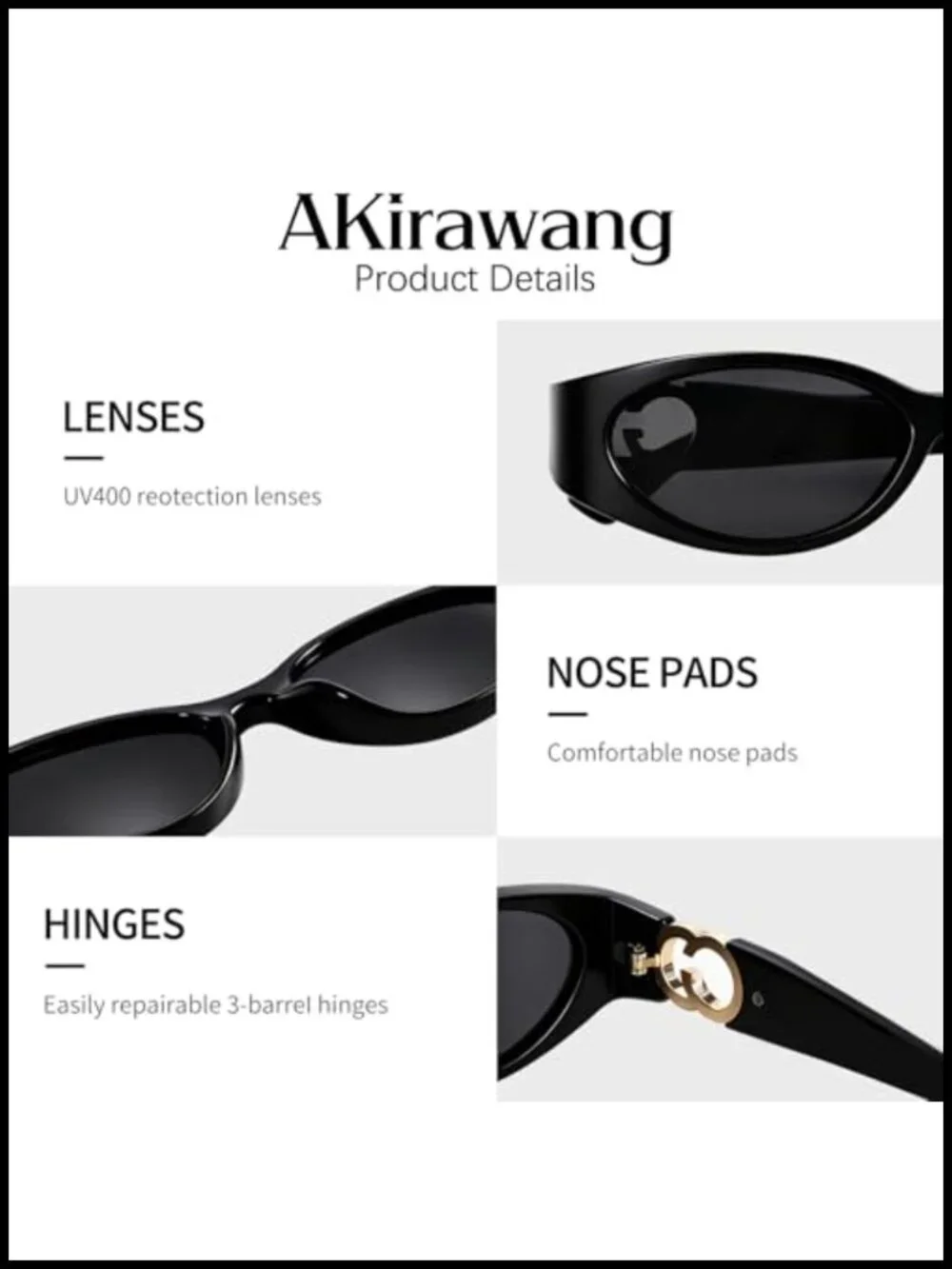 Retro Oval Cat Eye Sunglasses UV Protection Lightweight Vintage